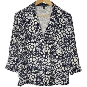 Company Ellen Tracy 100% Linen Navy and White Jacket Top